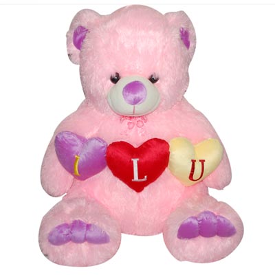"Pink Teddy holding Hearts - KT 159-001 - Click here to View more details about this Product
